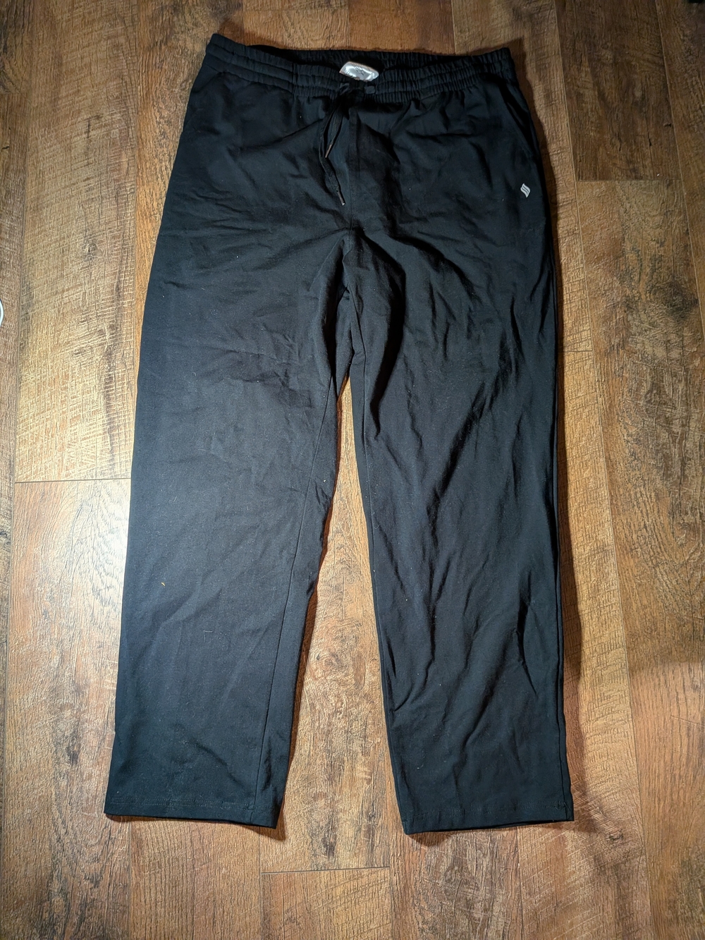 Womens Black Wide Leg Sweats Drawstring Pants XXL